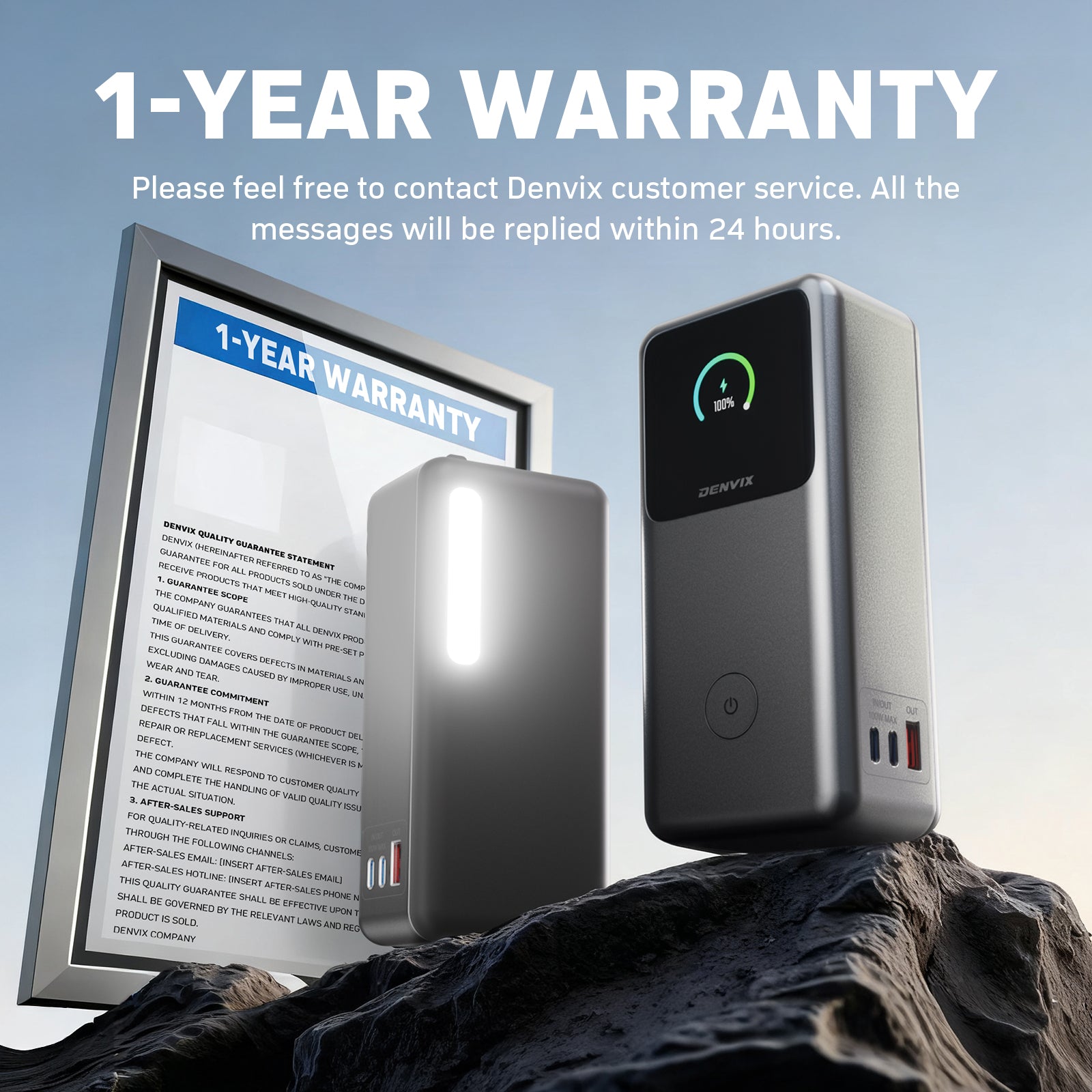 Denvix ThunderX 1000A UltraSafe Jump Starter, fit all household cars, SUVs and Trucks, 36000mAh Power Bank Super Safe High-rate full-tab battery, 230W Output,Portable Jump Starter, Power Bank, Jumper Cables, LED light